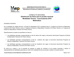 CONSULTA NACIONAL Distribuci&oacute;n de &iacute;tems para la prueba