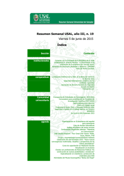Resumen Semanal USAL, año III, n. 19 Viernes 5 de junio de 2015