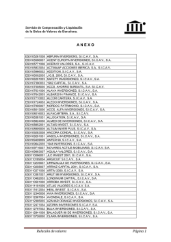 Relación de valores Página 1 A N E X O