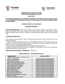 PROGRAMA PRODUCIR GOBIERNO DEL ESTADO DE YUCAT&Aacute;N