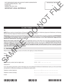 Claim Form and Release