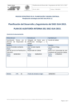 Plan de Auditor&iacute;a Interna del SIGC-SUA 2015