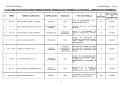 n&ordm; grado nombres y apellidos especialidad modalidad titulo del
