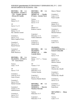 HORARIOS (provisorios) DE PROGRAMAS Y SEMINARIOS