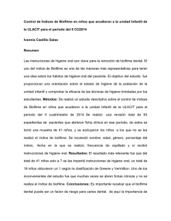 Control de Índices de Biofilme en niños que acudieron a la
