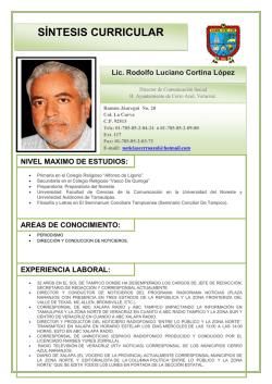 SÍNTESIS CURRICULAR Lic. Rodolfo Luciano Cortina López