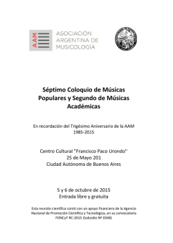 Séptimo Coloquio de Músicas Populares y Segundo de Músicas