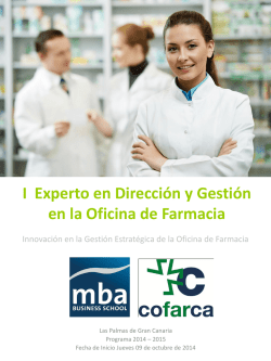 I Experto en Dirección y Gestión en la Oficina de Farmacia