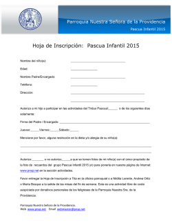 Hoja de Inscripción: Pascua Infantil 2015