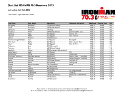 Start List IRONMAN 70.3 Barcelona 2015