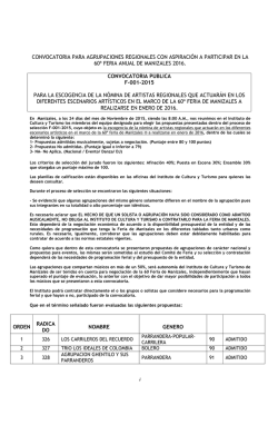 resultados finales artistas 60 feria - Instituto de Cultura y Turismo de