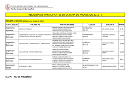 RELACIÓN DE PARTICIPANTES EN LA FERIA DE PROYECTOS