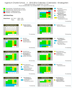 School Calendar - Ingenium Charter School