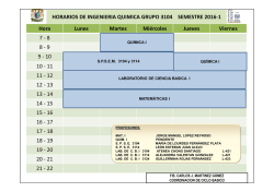 horarios de ingenieria quimica grupo 3154 semestre 2016-1
