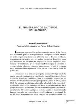 EL PRIMER LIBRO DE BAUTISMOS DEL SAGRARIO.