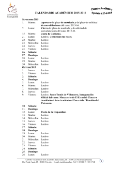 CALENDARIO ACADÉMICO 2015-2016