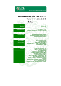 Resumen Semanal USAL, a&ntilde;o III, n. 37 Viernes 16 de octubre de