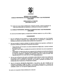 Resoluci&oacute;n No. 27 de 2015