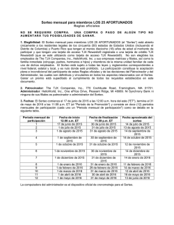 Sorteo mensual para miembros LOS 25 AFORTUNADOS