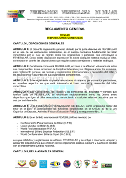 reglamento general de fevebillar - Federación Venezolana de Billar