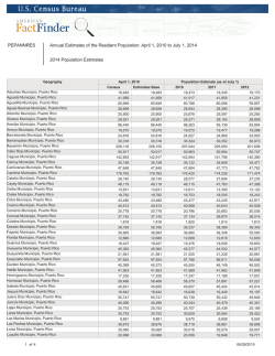 April 1, 2010 to July 1, 2014 2014 Population Estimates