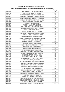 Listado de estudiantes del CBCC 1 2015 (lista condicional, sujeta a