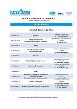 Cronograma Presentación Proyecto Nacional de Desarrollo