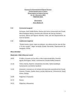 13, 14 Y 18 DE MAYO, 2015 PROFOCIE 2014 9:00 Ceremonia