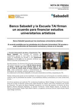 Banco Sabadell y la Escuela TAI firman un acuerdo para financiar