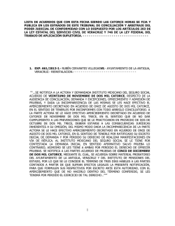 lista de acuerdos que con esta fecha siendo las catorce horas se fija