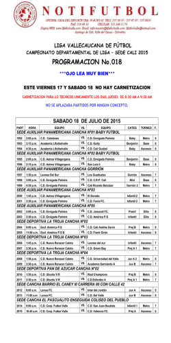 PROGRAMACION No.018 - Liga Vallecaucana de Fútbol