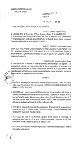 decreto 2305-16.11.15 declarese como propiedad abandonada