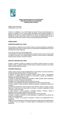 Bases Concurso Director CESFAM - I. Municipalidad de El Quisco