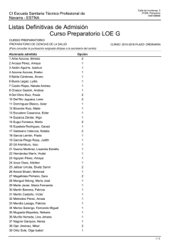 Listas Definitivas de Admisión Curso Preparatorio LOE G