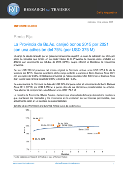 Renta Fija La Provincia de Bs.As. canjeó bonos 2015 por 2021 con