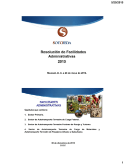 Resolución de Facilidades Administrativas 2015
