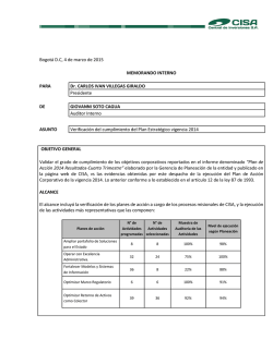 Memorando Seguimiento Plan Estrategico 2014.