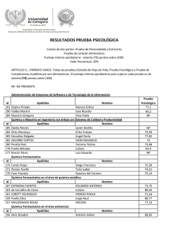 resultados prueba psicológica - Tramites Universidad de Cartagena