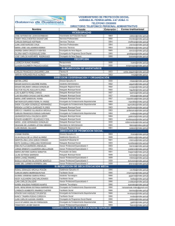 Nombre Puesto Extensi&oacute;n Correo Institucional VICEMINISTERIO DE