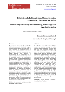 Relativizando la historicidad. Memoria social, cosmología y tiempo