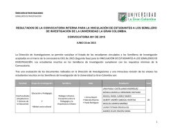resultados de la convocatoria interna para la vinculación de