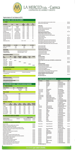 Tarifario de Servicios - Cooperativa de Ahorro y Credito La Merced
