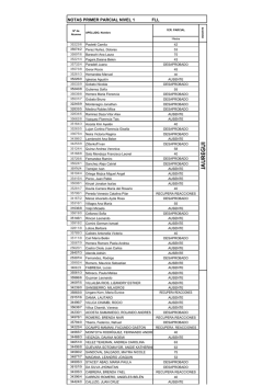 NOTAS 1&ordm; PARCIAL
