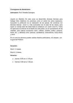 Cronograma de Alambrismo: Instructora: Prof. Rosalba Calcagno