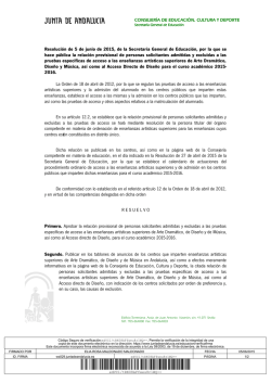 Resolución de 5 de junio de 2015, de la Secretaría General de