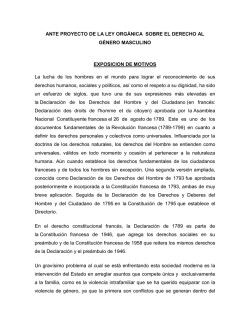 ante proyecto de ley orgánica contra la violencia del género