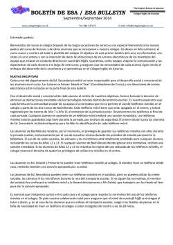 ESA Bulletin September 2015 - Colegio Inglés de Asturias