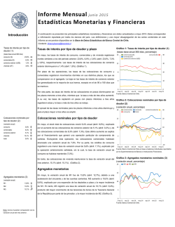 Informe Mensual junio 2015 Estadísticas Monetarias y Financieras