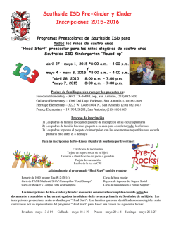 Southside ISD Pre-Kinder y Kinder Inscripciones 2015-2016