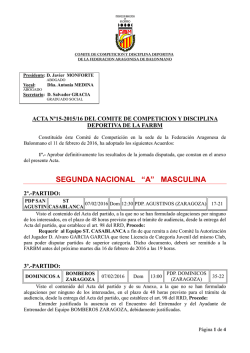acta comité nº 15 federada - Federación Aragonesa de Balonmano